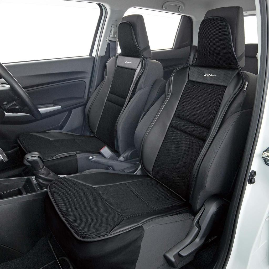 BONFORM Phiten Carbon Aqua Titanium Seat Covers for Passenger Cars, Single Front Seat, Black, 4088-91BK