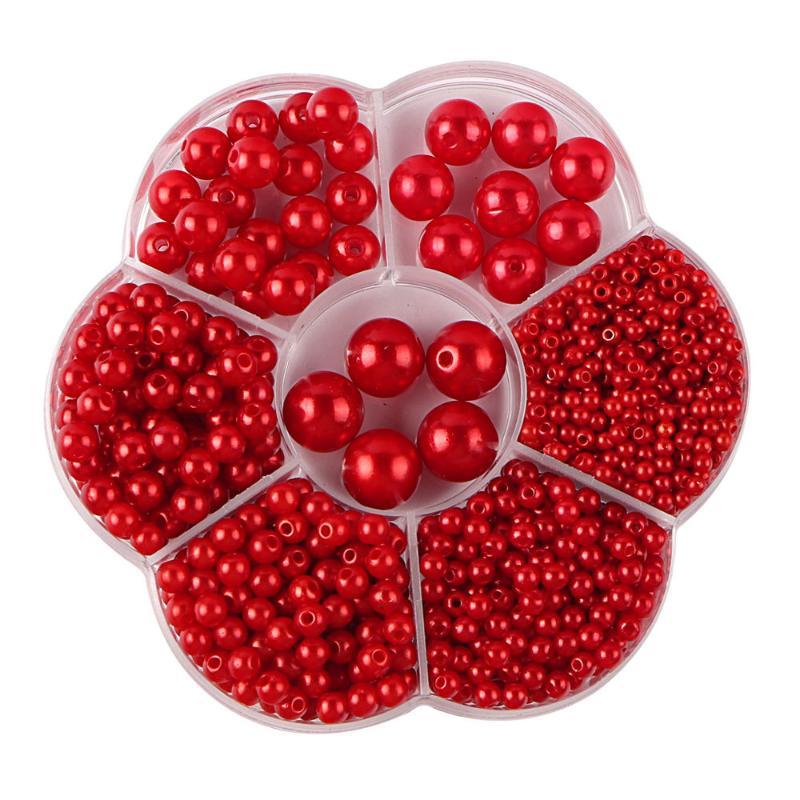 3/4/5/6/8/10/12mm Gemischte Box mit Löchern ABS Imitation Perle Meerjungfrauen-Illusions-Farbverlauf Kunststoffperle DIY-Material
