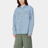 Carhartt WIP Harvey Shirt Jac Washed Button Closure Square Label Denim Jacket Men jackets Light-Blue I033346-01-12