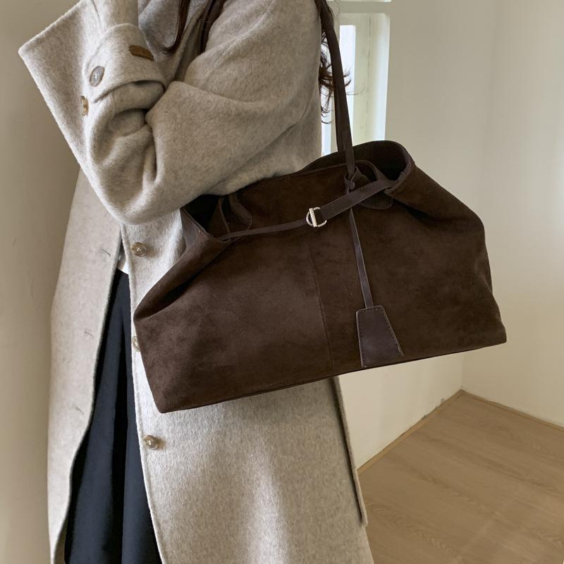 Simple retro suede bag women's 2025 new large-capacity commuting single shoulder underarm fashion portable tote bag