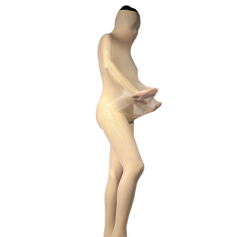 Women Unisex Sexy Oil Shiny Bodysuit Sheer See Through Body Pantyhose Tights Cocoons Body Stocking Elastic Yoag Leotard Bodycon