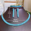 Fashion Simple Premium Blue Turquoise Necklace Bracelet Earrings Light Luxury Elegant Blue Zircon Necklace Suit Women