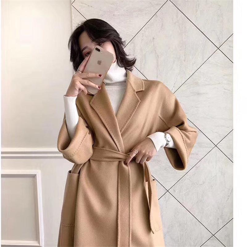 M Family Water Ripple High-End Women's Double-Sided Cashmere Coat
