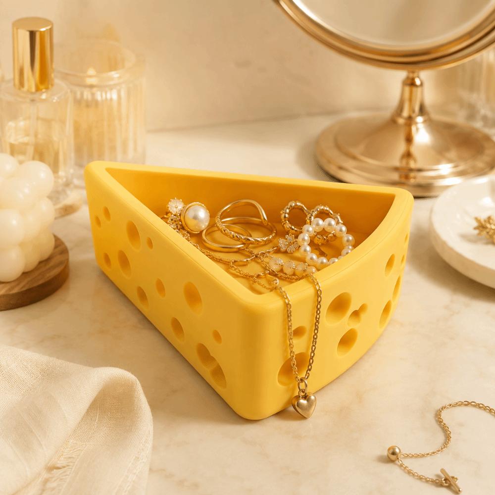 Cheese Shaped Desktop Ornaments Triangle Jewelry Holder INS Storage Box Desk Decor