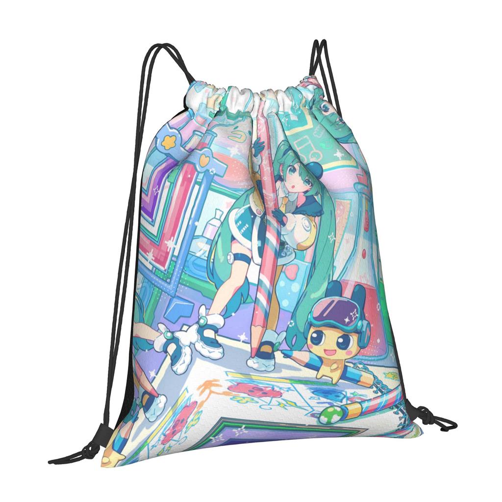 Custom Hatsunes Anime Mikus Drawstring Backpack Sports Gym Bag for Women Men Manga Training Sackpack