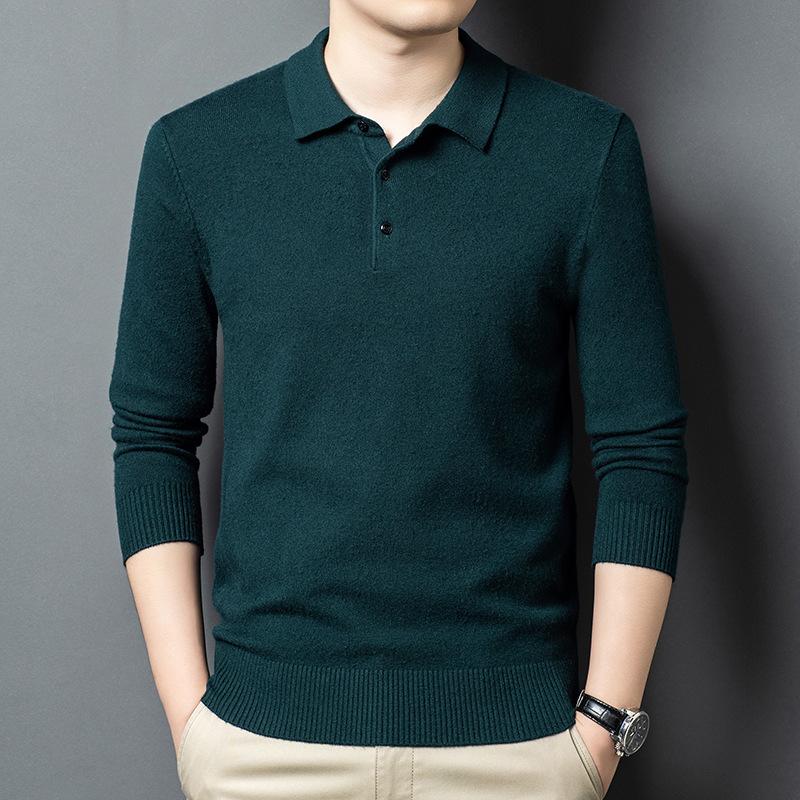 Lapel Collar Long Sleeve Men's Top