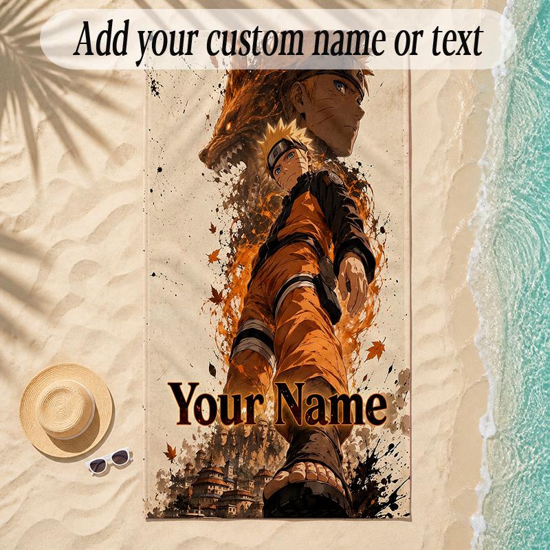 Beach TowelNaruto Custom Name Text Personalized Soft Towel for Beach Pool Indoor Home Decor Gift