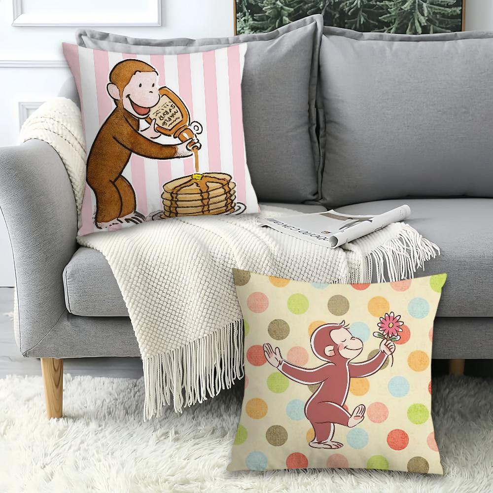Cartoon Cute C-Curious G-George Pillow Case Office Cushions Suitable For Sofa Car Bedroom Decorative Cushion Cover