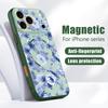 Magnetisch Für Magsafe Hülle Für iPhone 17 Pro Max Blau Rose Blumen Muster Hautgefühl Abdeckung Für iPhone 16 15 14 13 Pro Max