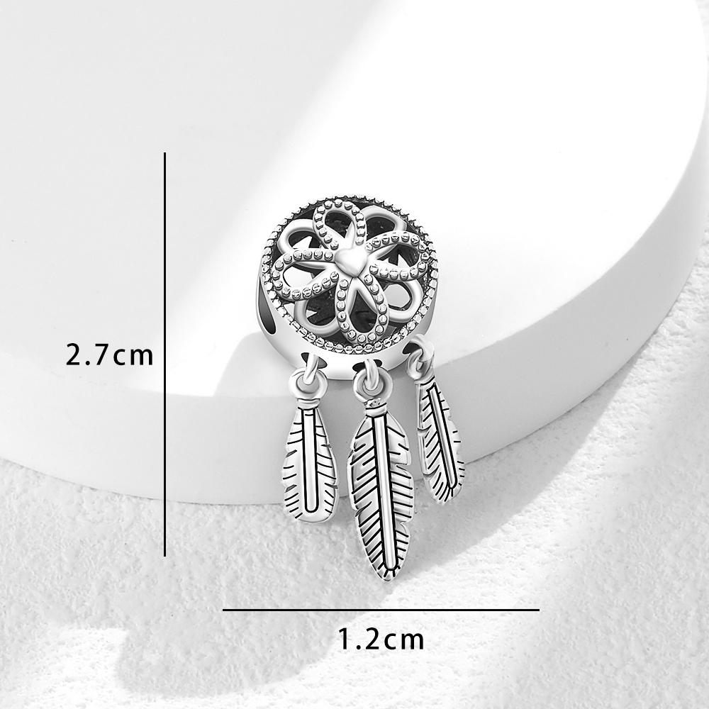 New copper Dreamcatcher Feather Charm Of Bracelets Beaded Compatible With Authentic Bracelets Accessories Do It Yourself Ladies Jewellery