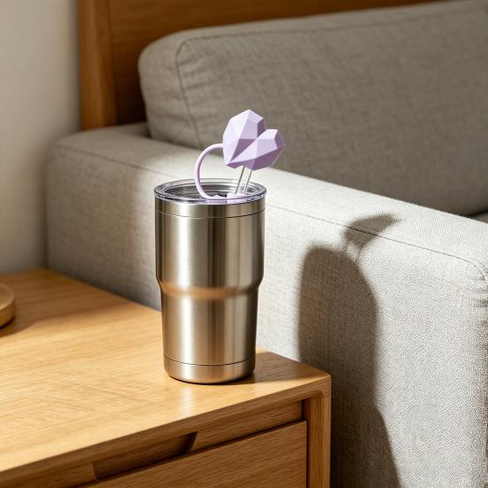 Multi-face Heart Silicone Straw Cap Reusable Straw Cover Leak-Proof Dust-Proof Straw Tip Fits 10mm Straws for Water Bottles And Tumblers