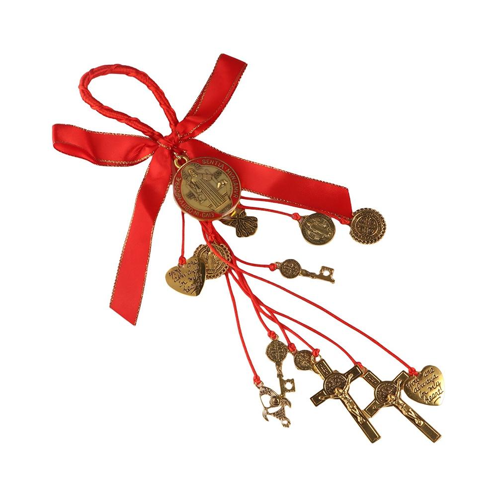 Vintage Catholic Hanging Ornaments Catholic San Benito Medalla Cross  Home Office Decoration