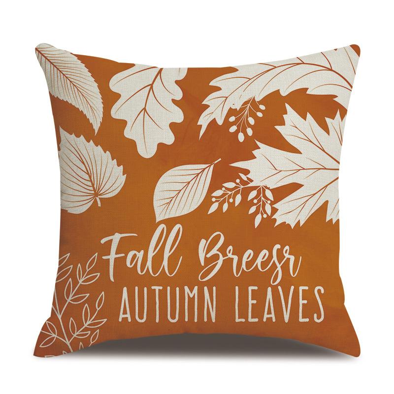 Thanksgiving Linen Pillowcase Autumn Pumpkin Print Pillow Cushion Cover