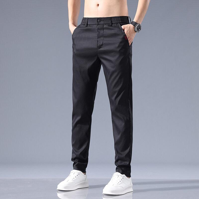 

2025 Новые мужские деловые повседневные брюки мужские классические однотонные модные узкие брюки мужские модные черные брюки мужские спортивные брюки 28 чёрный