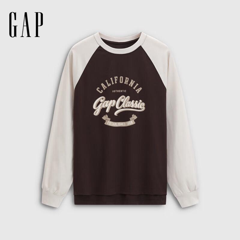 Gap Women s Cotton Printed Logo Raglan Long Sleeve T-Shirt L
