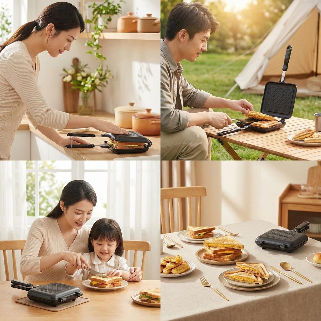 Sandwich-Backblechform Antihaft-Doppelseitige Pfanne Haushalts-Frühstücksei-Maker Sandwich-Grillpfanne