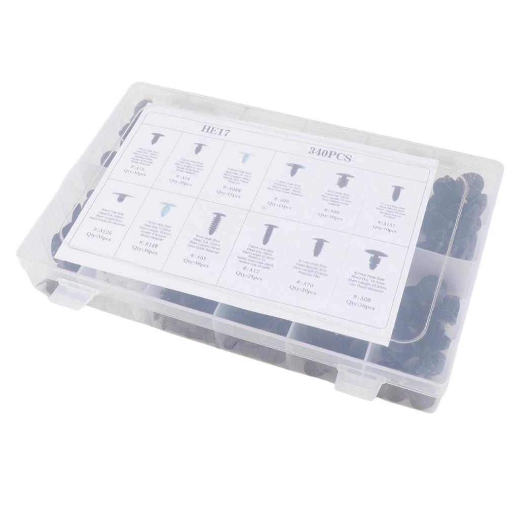 340Pcs Car Door Card Panel Trim Clips Bumper Fastener Retainer Push Rivet Kit