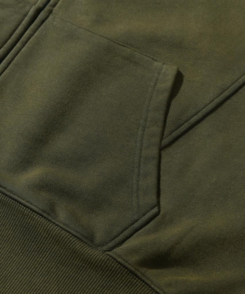 Trillion Domingo Pigment 2-Way Sweat Hoodie Zip-Up (Khaki)