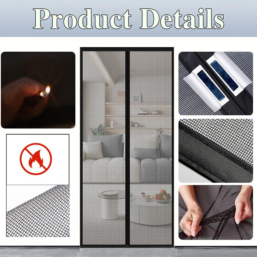 Heavy Duty Magnetic Screen Door Mesh Curtain Mosquito Net Bug Hands Free Partition Mute Striped Door Curtain Bedroom Ventilation