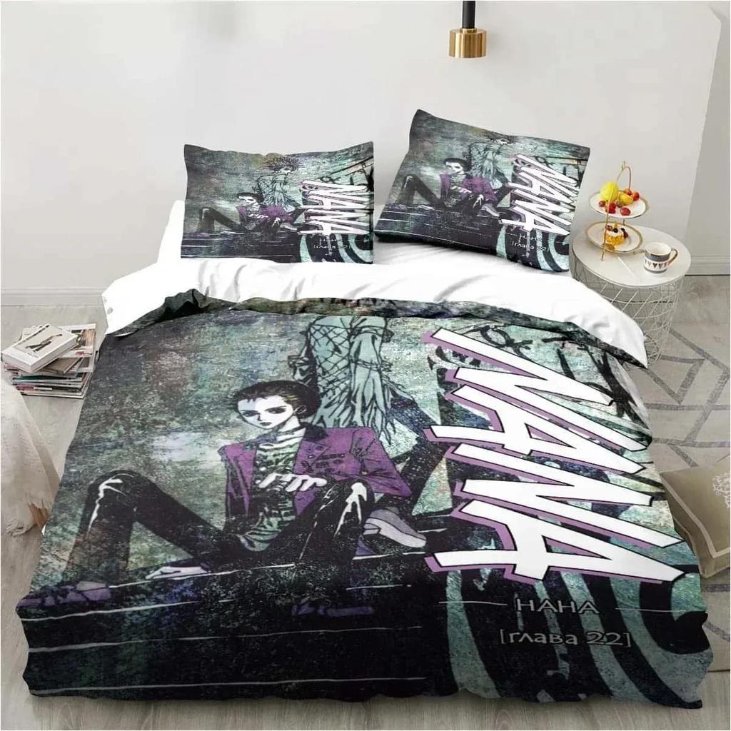 3D Print Cartoons Black Stone NANA Manga Bedding Set Printed With Pillowcase Duvet Cover Soft Queen King Size Bedclothes Home
