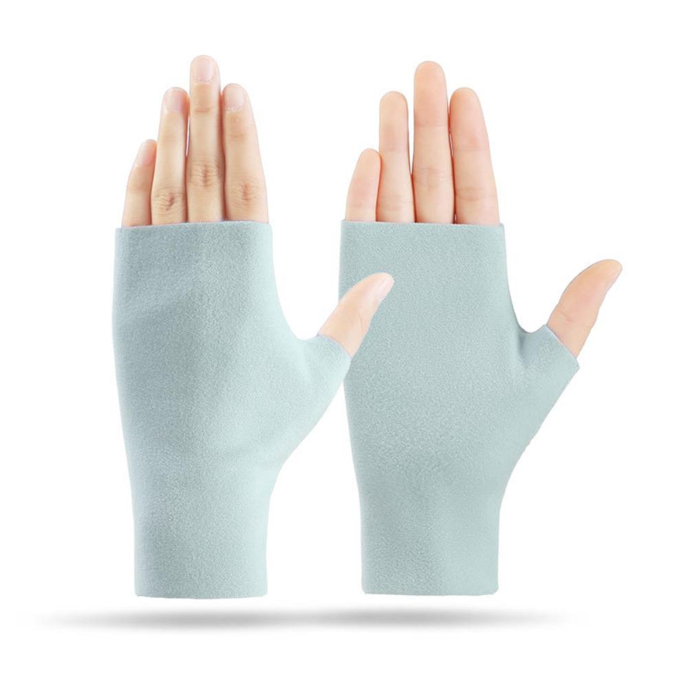 Soft Velvet Half Finger Gloves Solid Color Ski Gloves Casual Fingerless Gloves for Home&Office