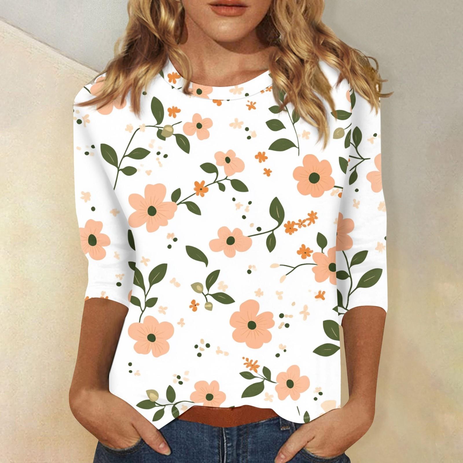 

Женская модная повседневная футболка с круглым вырезом и принтом 3/4 XXXXXL розовый