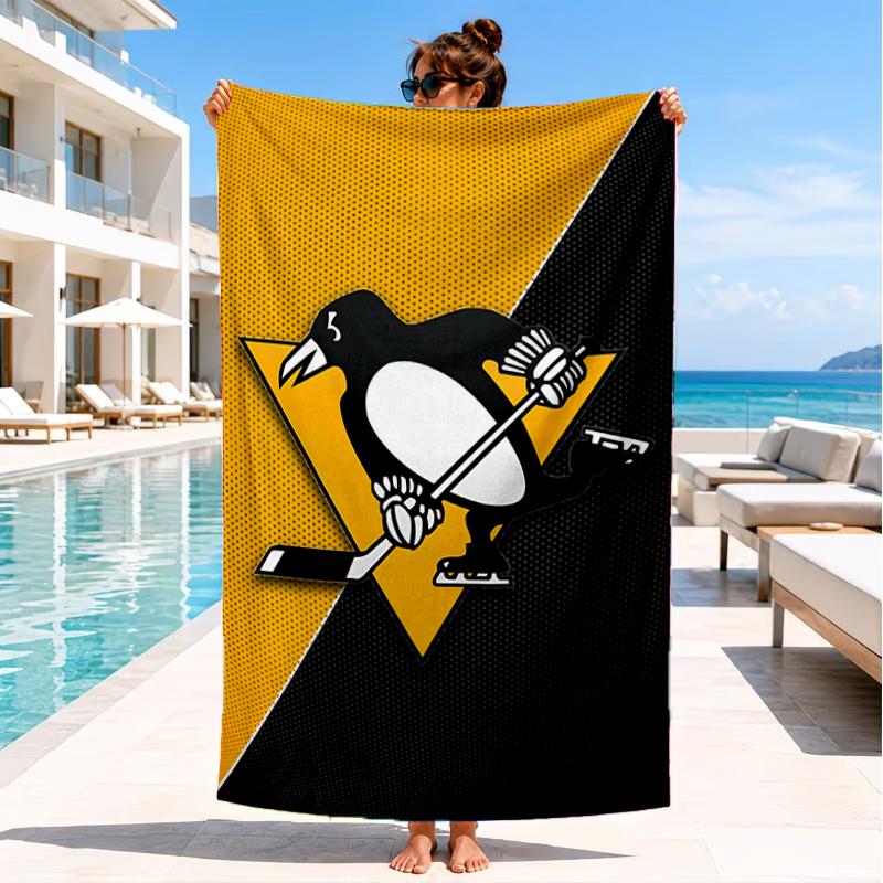 Pittsburgh Penguins Hockey Team Beach Towel, Super Soft Microfiber, Perfect Gift for Her/Him, Birthday, for Pool, Beach, Travel, Decor Beach Party