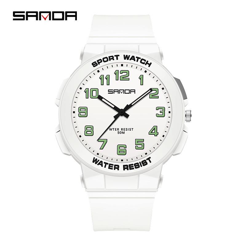 Sanda Unisex Luminous Quartz Watch: Trendy, 50M Waterproof, Ideal for Students and Sports.