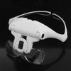 Adjustable LED Light Headband Magnifier Glasses Professional Eyebrow Tattoo Headlamp for Eyelash Grafting