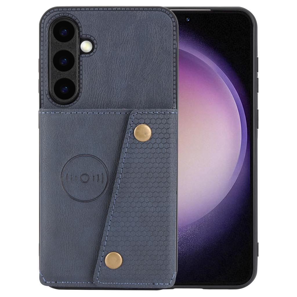 For Samsung Galaxy S25 Case Card Slots Kickstand Leather+TPU Phone Cover