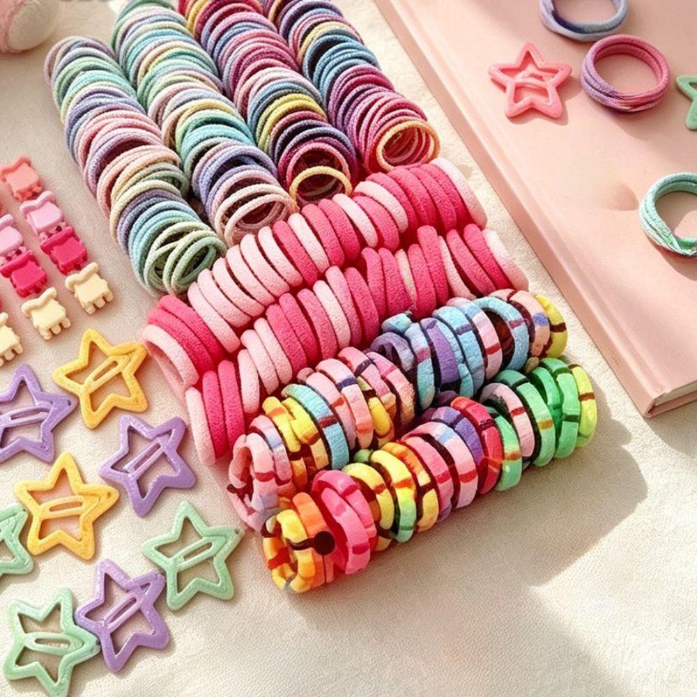 875Pcs Colorful Kids Hair Accessories Set Sweet Hair Clips Elastics Ponytail Holders  For Girls