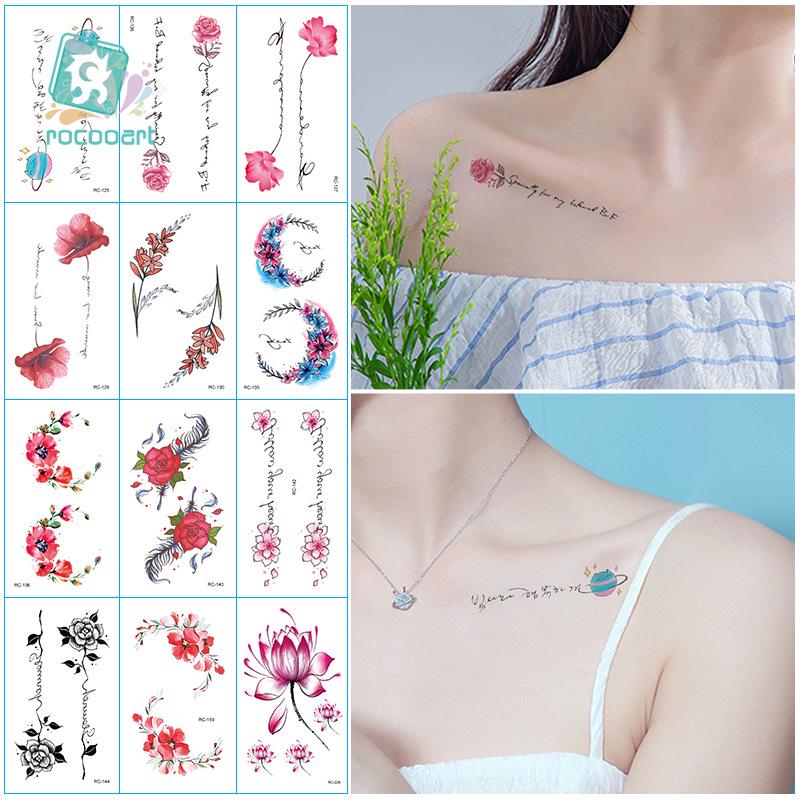 Waterproof Long-lasting Cute Peacock Feather Temporary Tattoo Stickers for Women