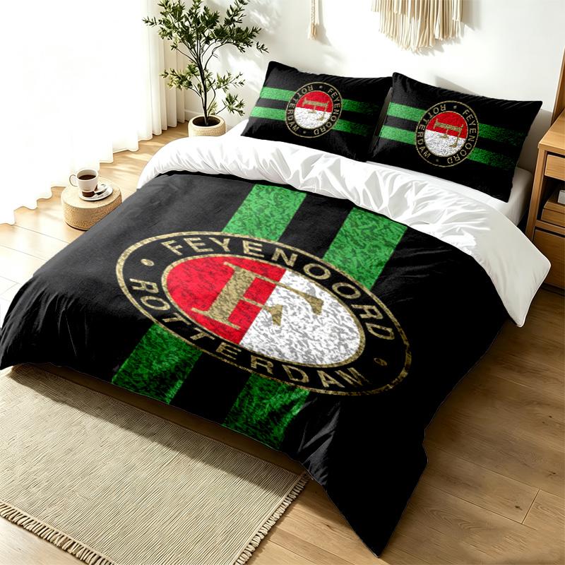 Feyenoord Rotterdam Juego de Funda Nórdica de 3 Piezas Sencillo Moderno Resistente a las Arrugas Tejido Suave Uso en Todas las Estaciones un Regalo Perfecto
