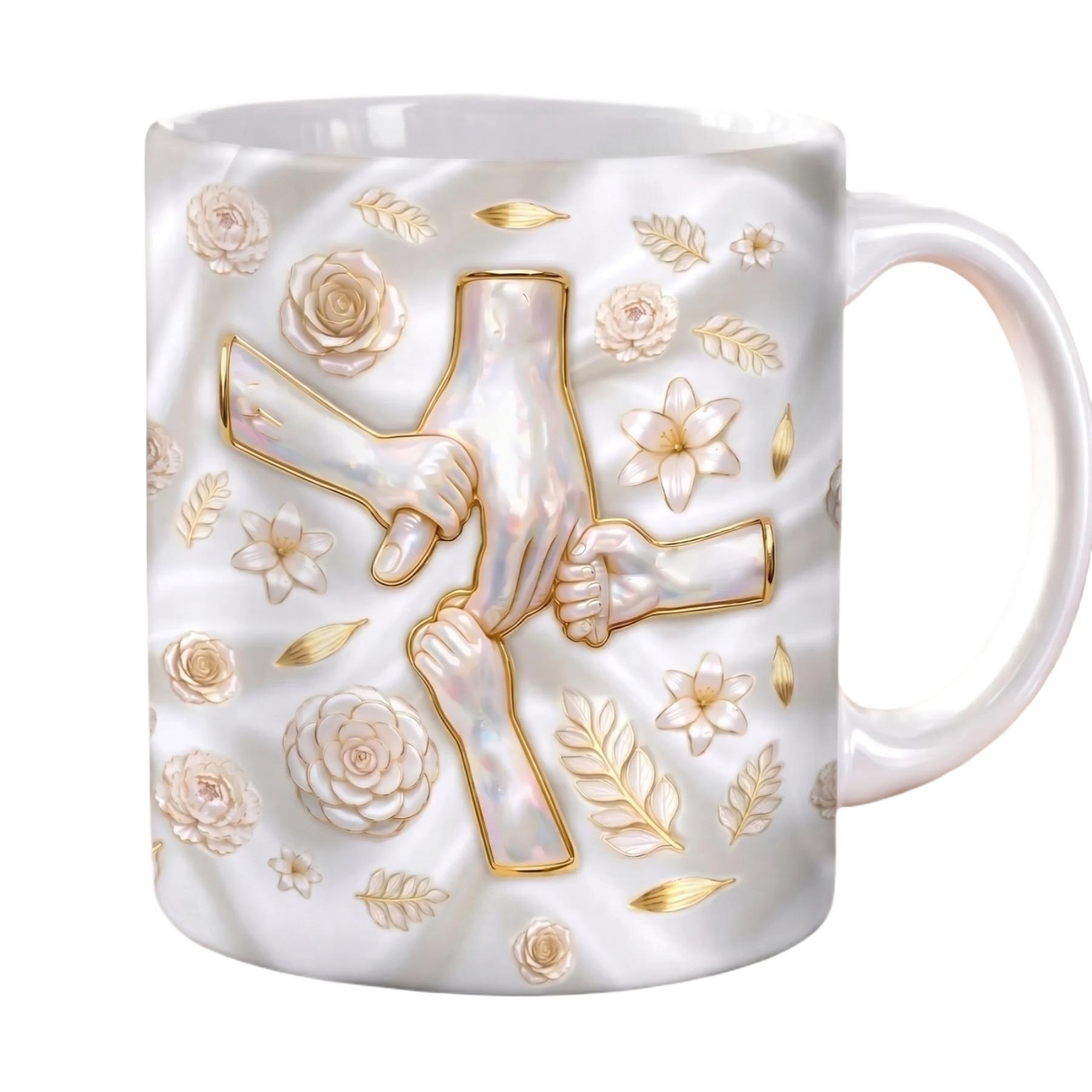 

Ceramic Coffee Mug with Floral Pattern Large Capacity Durable Handle Suitable for Daily Use Dishwasher and Microwave Safe One Size