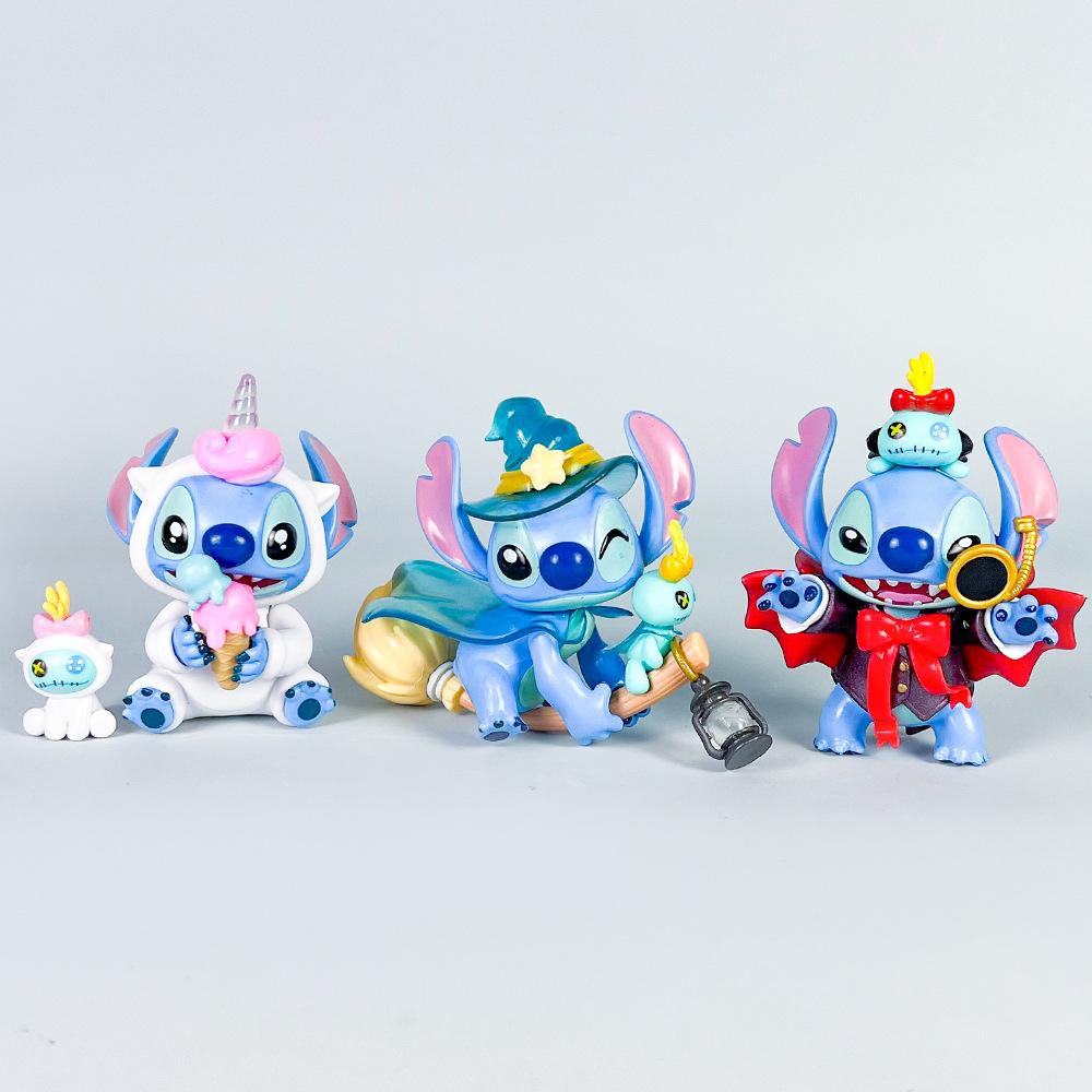 6Pcs Stitch Funny Diary Anime Figure Stich Dolls Toys Desktop Ornaments For Birthday Gifts