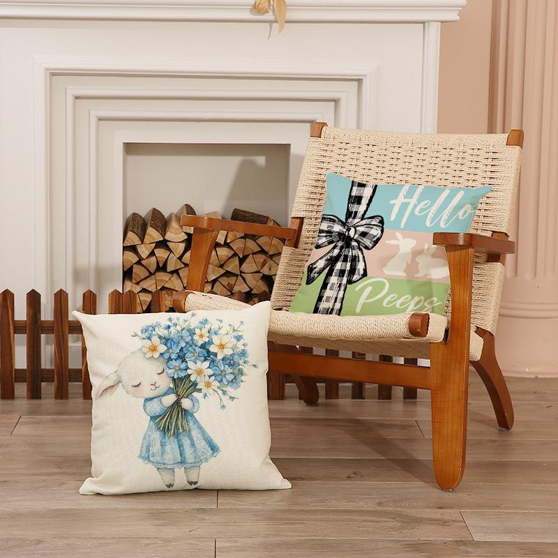 New Easter Bunny Pillow Case Printed Cushion Holiday Decoration Living Room Sofa Cushion Bedside Pillow
