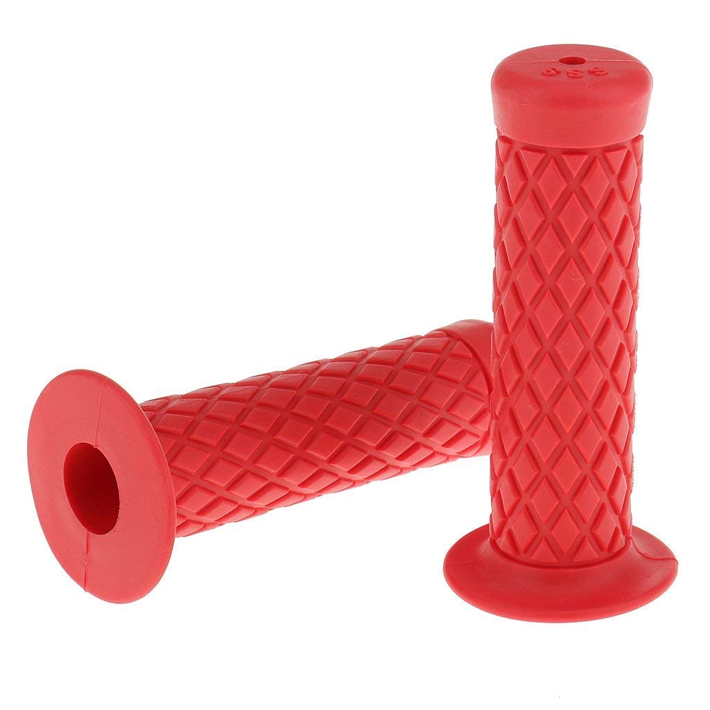 HANSWD 22mm Motorcycle Rubber Handle Grips Left and Right Set of 2 Corrosion Resistant Low Temperature (Red)