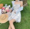 Temperament Sexy Backless Floral Suspender Skirt, New Summer Models for Women, Waist-closed Thin Chiffon Dress