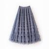 Women’s Layered Tulle Midi Skirt: Spring/Autumn High-Waist Pleated Skirt