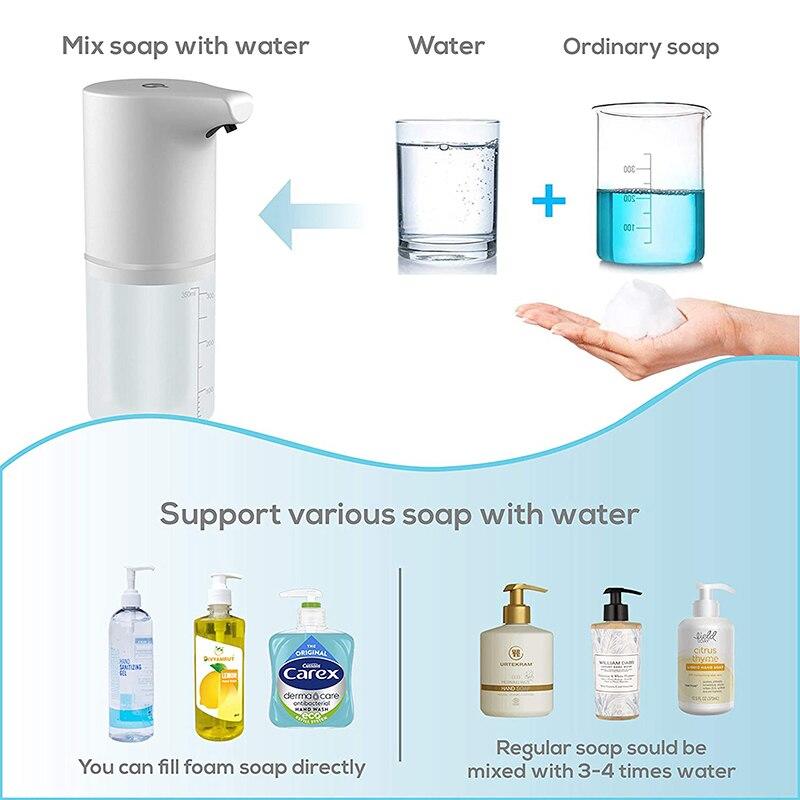 350ml USB Foam Soap Dispenser Battery Auto Touch Touchless USB Sensor Manual Charging Hand Wash Washing Fluid | Liquid Soap Dispensers