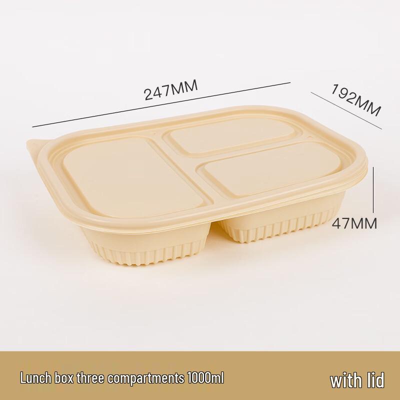 Disposable 3-Compartment Corn Starch Bento Box