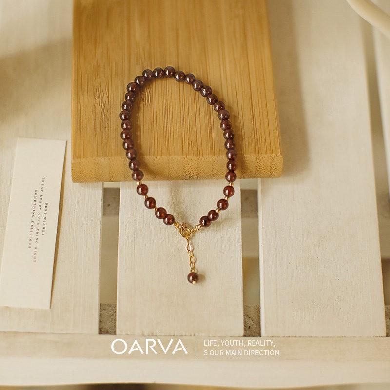 Natural Garnet Crystal Bracelet Women Adjustable Floral Design Minimalist Luxury Handmade Jewelry Garnet bracelet, adjustable 1317 cm