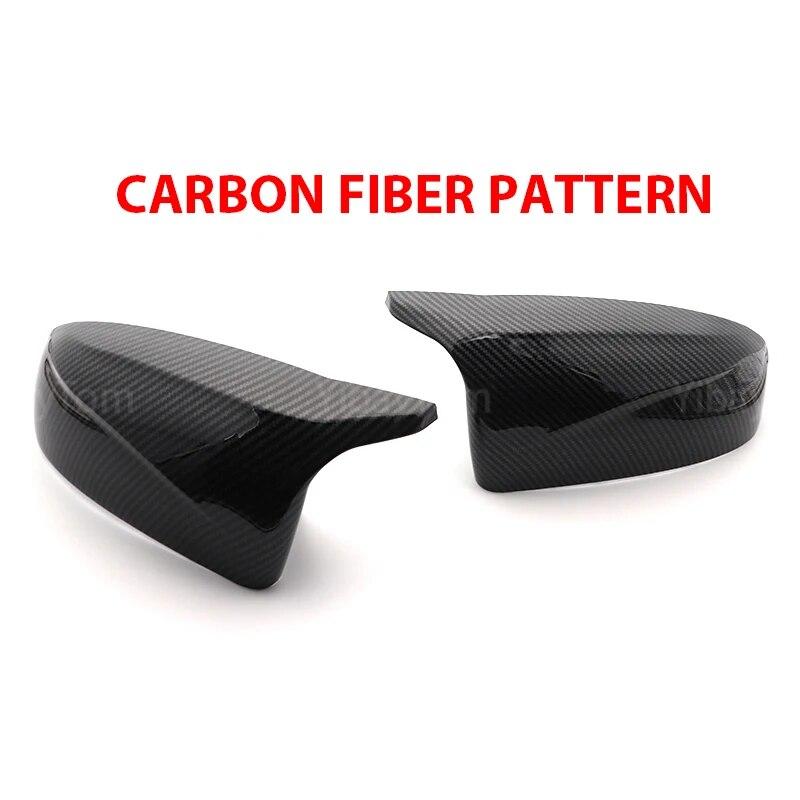 2pcs Side Wing Rearview Modified Car Styling Bright Black Carbon Fiber Pattern Mirror Cover Caps For BMW X5 E70 X6 E71 2008-2013