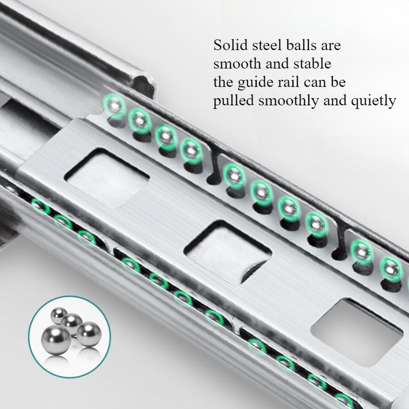 10" - 22" Stainless Steel Drawer Slides Soft Close Drawer Track Rail Sliding Three-Section Cabinet Slides Furniture Hardware