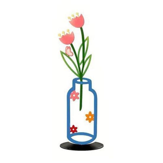Modern Farmhouse Accents Metal Vase Silhouette Tabletop Decor, Sculptures Desktop Ornaments, Living Room Table Decor Creative Shape Decorations