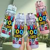 1PC Teacher 100 Days Text Art 750ml Color Plastic Sports Water Bottle Leakproof Flip Straw Lid Suitable for Sports Office Home Use