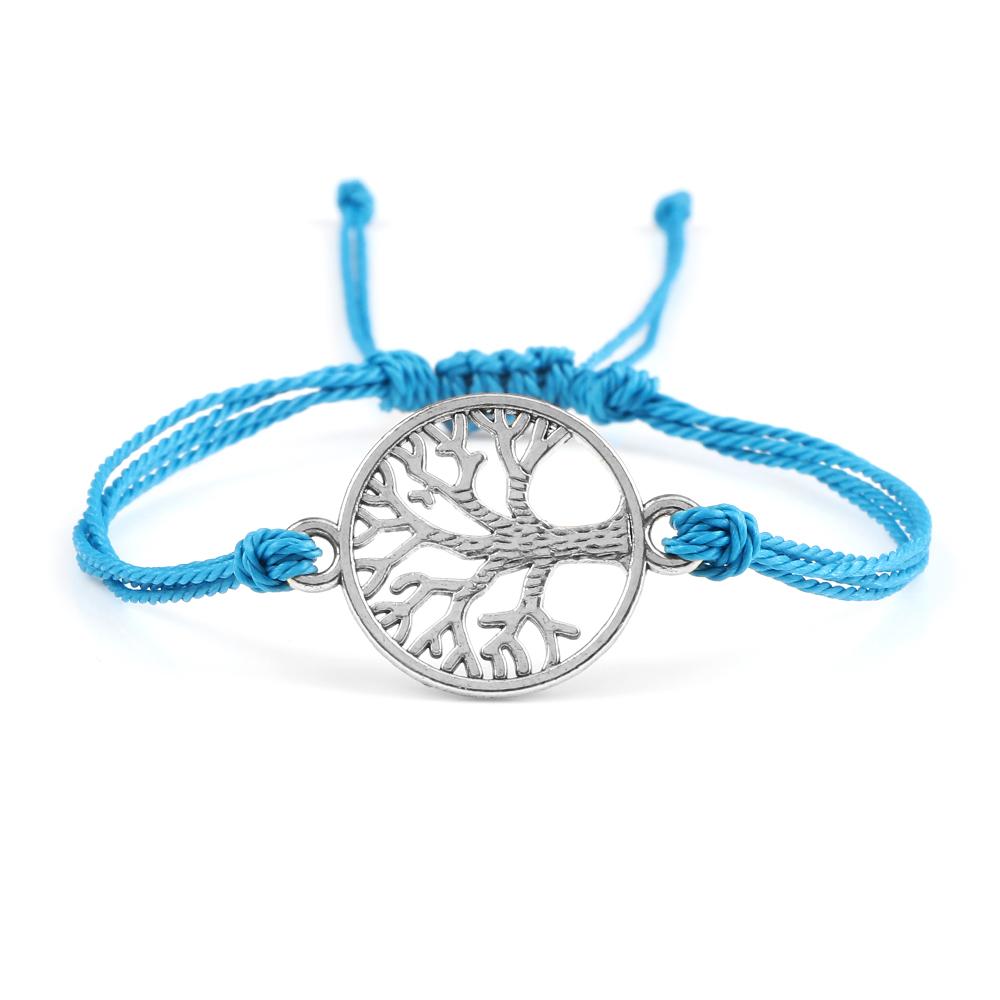 26Colors Wax Thread Braided Bracelets Charm Silver- Tree of Life String Bracelet Adjustable Bangles Friendship Gift Jewelry