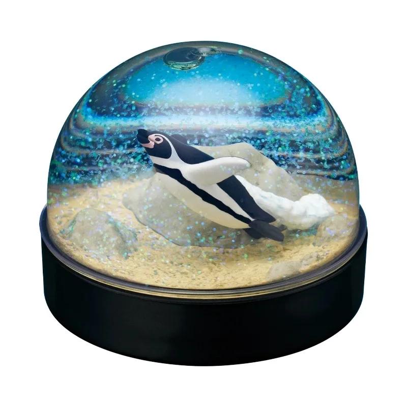

Genuine Gacha Figure Tiny Scale Model Turtle Litter Snow Crystal Ball Egg Twist Sea Eel Penguin Action Figure Playthings 5.5CM