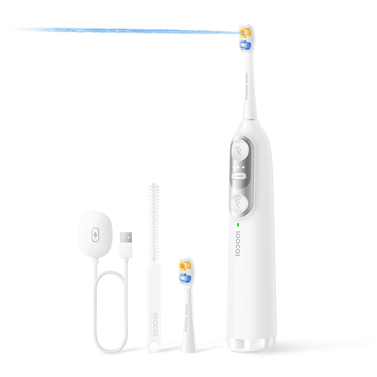 

Электрическая зубная щетка Soocas NEOS II со струей воды Sonic Oral Interdental Water 124 PSI, Высокое удаление налета, Аккумулятор, IPX8, Идеально для отбеливания, 2-в-1, белый