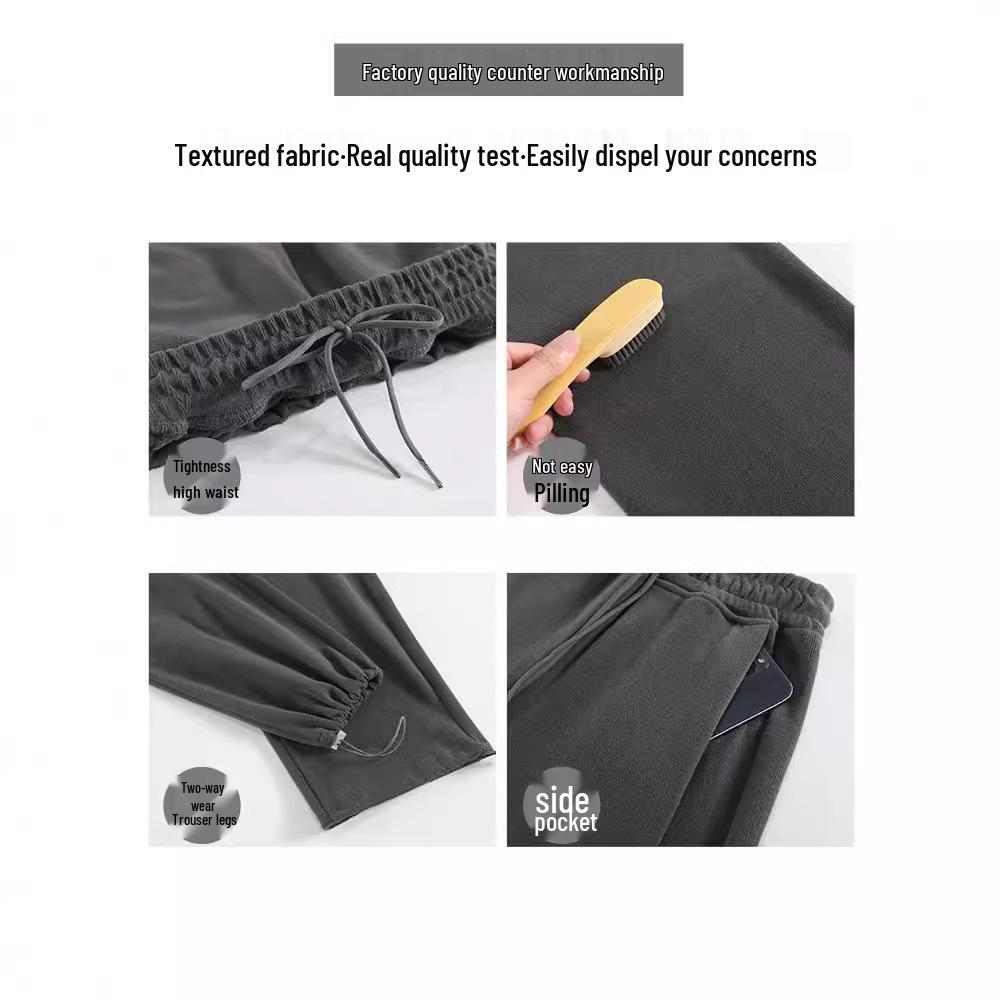 2024 Autumn/Winter Women's Mamba Cotton Sweatpants: Loose Wide-Leg, Cuffed, Straight-Leg Casual Sportswear